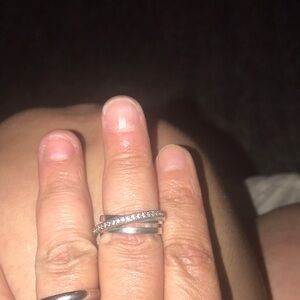 Elegant Silver Band with Crystals